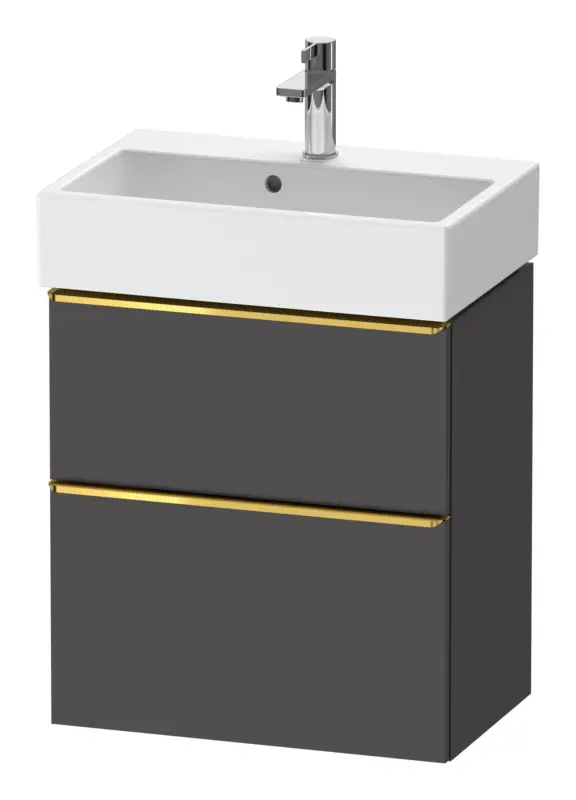 Jetzt Bestellen Duravit D-Neo Waschtischunterschrank mit 2 Auszügen Griff Gold Poliert 584 x 625 x 372 mm - Graphit Matt