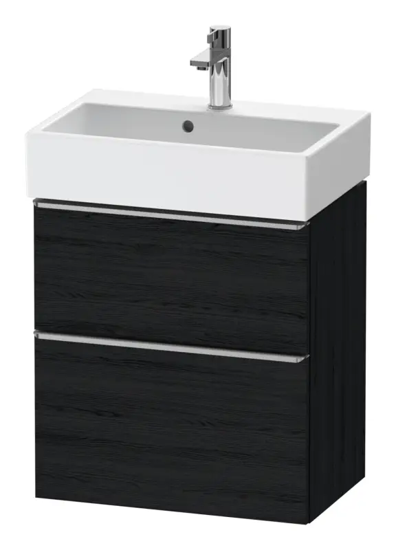 Neue Kollektion Duravit D-Neo Waschtischunterschrank mit 2 Auszügen Griff Edelstahl Gebürstet 584 x 625 x 372 mm - Eiche Schwarz Matt