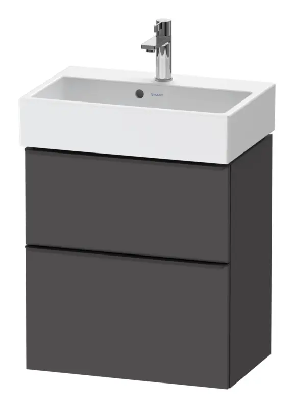 Duravit D-Neo Waschtischunterschrank mit 2 Auszügen Griff Diamantschwarz Matt 584 x 625 x 372 mm - Graphit Matt Letzte Chance