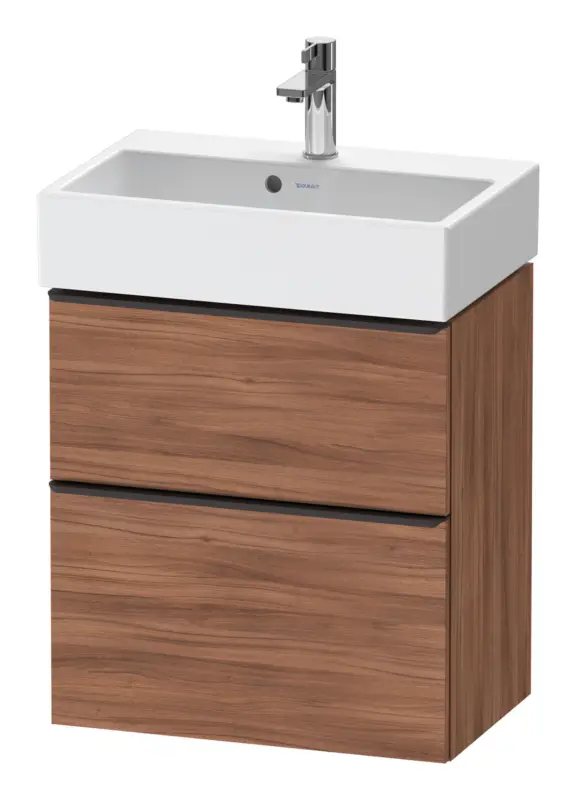 Neue Kollektion Duravit D-Neo Waschtischunterschrank mit 2 Auszügen Griff Diamantschwarz Matt 584 x 625 x 372 mm - Nussbaum Natur Matt