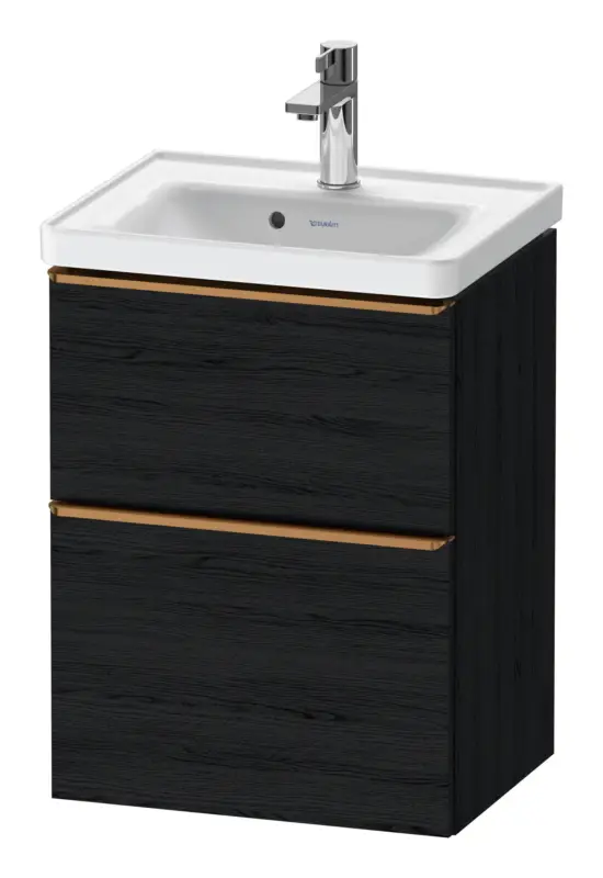 Markenprodukt Duravit D-Neo Waschtischunterschrank mit 2 Auszügen Griff Bronze Gebürstet 484 x 625 x 372 mm - Eiche Schwarz Matt