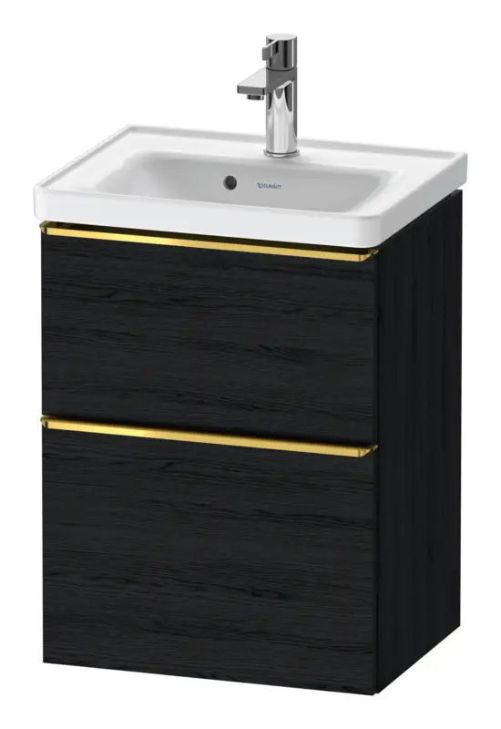 Schneller Versand Duravit D-Neo Waschtischunterschrank mit 2 Auszügen Griff Gold Poliert 484 x 625 x 372 mm - Eiche Schwarz Matt