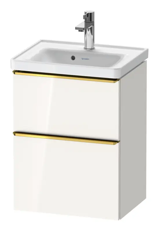 Neuheit Duravit D-Neo Waschtischunterschrank mit 2 Auszügen Griff Gold Poliert 484 x 625 x 372 mm - Weiß Hochglanz