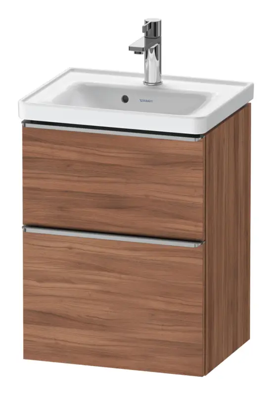 Duravit D-Neo Waschtischunterschrank mit 2 Auszügen Griff Edelstahl Gebürstet 484 x 625 x 372 mm - Nussbaum Natur Matt Neu