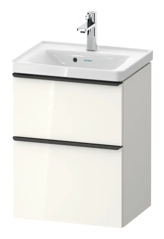 Bestpreis Duravit D-Neo Waschtischunterschrank mit 2 Auszügen Griff Diamantschwarz Matt 484 x 625 x 372 mm - Weiß Hochglanz