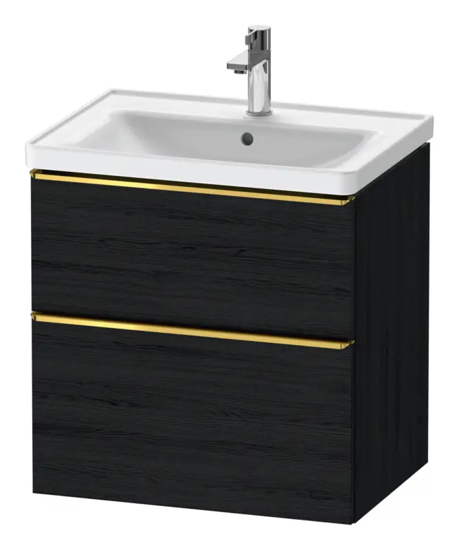 Abverkauf Duravit D-Neo Waschtischunterschrank mit 2 Auszügen Griff Gold Poliert 634 x 625 x 452 mm - Eiche Schwarz Matt