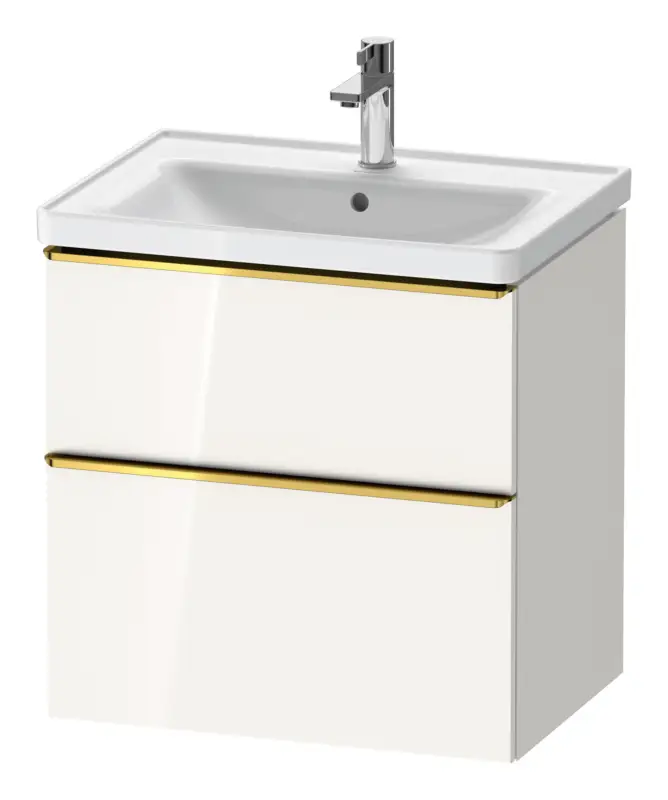 Sonderangebot Duravit D-Neo Waschtischunterschrank mit 2 Auszügen Griff Gold Poliert 634 x 625 x 452 mm - Weiß Hochglanz