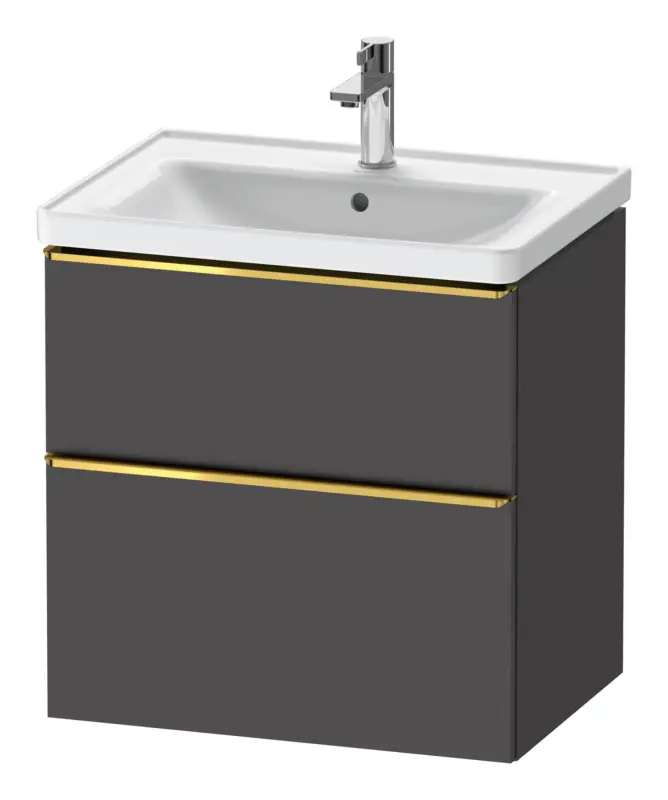 Preisreduziert Duravit D-Neo Waschtischunterschrank mit 2 Auszügen Griff Gold Poliert 634 x 625 x 452 mm - Graphit Matt