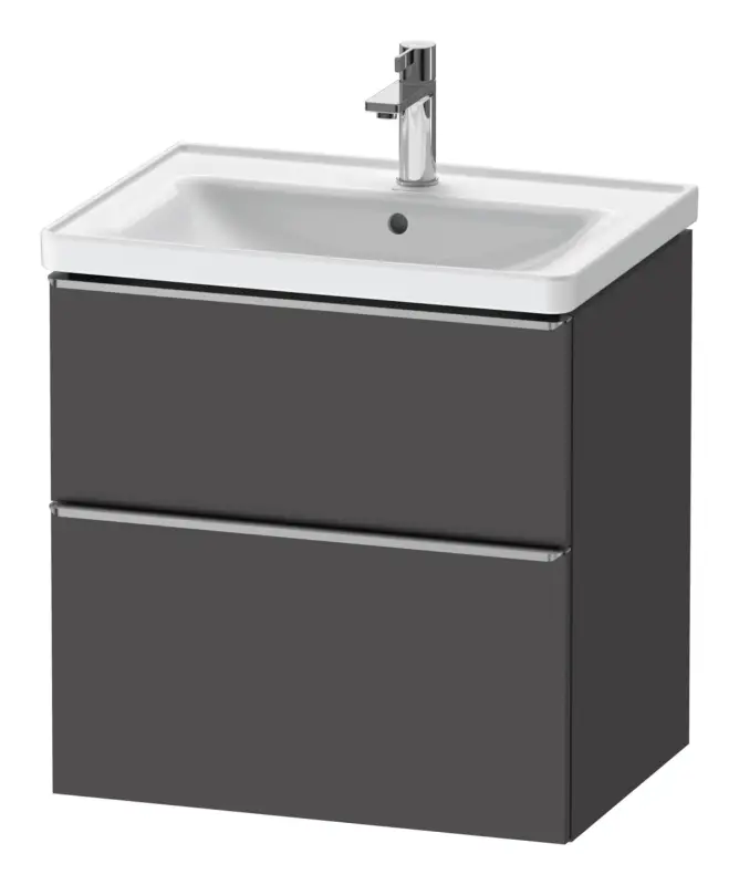 Duravit D-Neo Waschtischunterschrank mit 2 Auszügen Griff Edelstahl Gebürstet 634 x 625 x 452 mm - Graphit Matt Top-Preis
