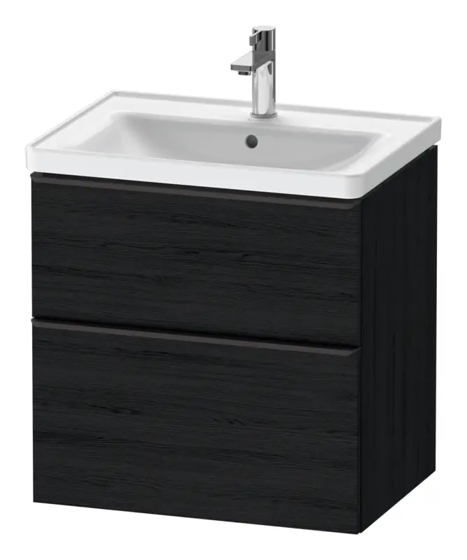 Duravit D-Neo Waschtischunterschrank mit 2 Auszügen Griff Diamantschwarz Matt 634 x 625 x 452 mm - Eiche Schwarz Matt Preisknaller