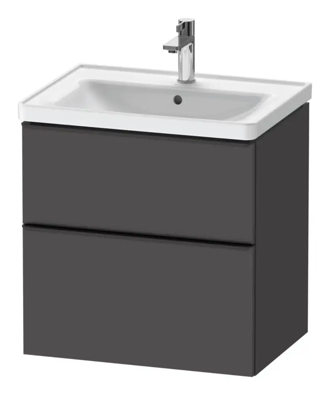 Highlight Duravit D-Neo Waschtischunterschrank mit 2 Auszügen Griff Diamantschwarz Matt 634 x 625 x 452 mm - Graphit Matt