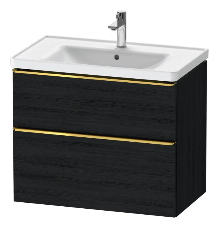 Highlight Duravit D-Neo Waschtischunterschrank für 236780 mit 2 Auszügen Griff Gold Poliert 784 x 625 x 452 mm - Eiche Schwarz Matt