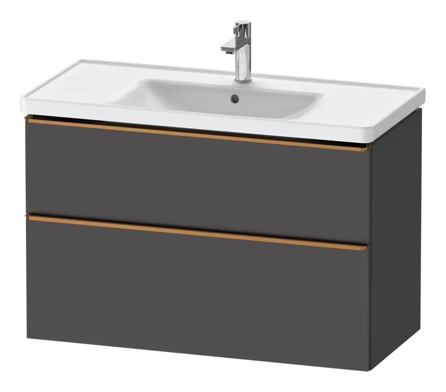 Duravit D-Neo Waschtischunterschrank mit 2 Auszügen Griff Bronze Gebürstet 984 x 625 x 452 mm - Graphit Matt Neu Im Sortiment