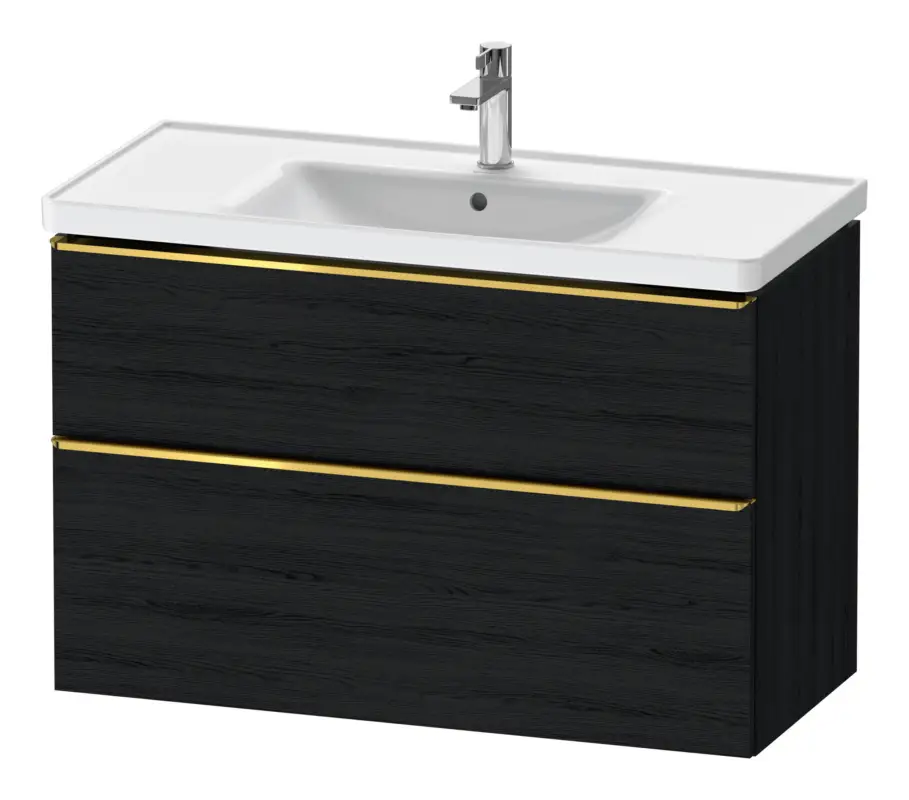 Duravit D-Neo Waschtischunterschrank mit 2 Auszügen Griff Gold Poliert 984 x 625 x 452 mm - Eiche Schwarz Matt Markenware