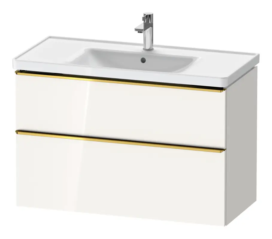 Duravit D-Neo Waschtischunterschrank mit 2 Auszügen Griff Gold Poliert 984 x 625 x 452 mm - Weiß Hochglanz Expressversand