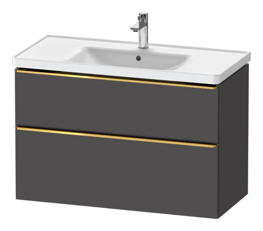 Markenprodukt Duravit D-Neo Waschtischunterschrank mit 2 Auszügen Griff Gold Poliert 984 x 625 x 452 mm - Graphit Matt