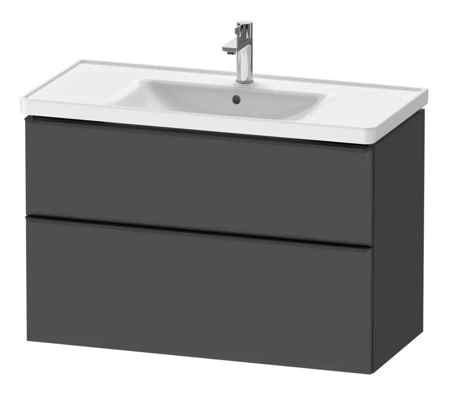 Neue Ware Duravit D-Neo Waschtischunterschrank mit 2 Auszügen Griff Diamantschwarz Matt 984 x 625 x 452 mm - Graphit Matt