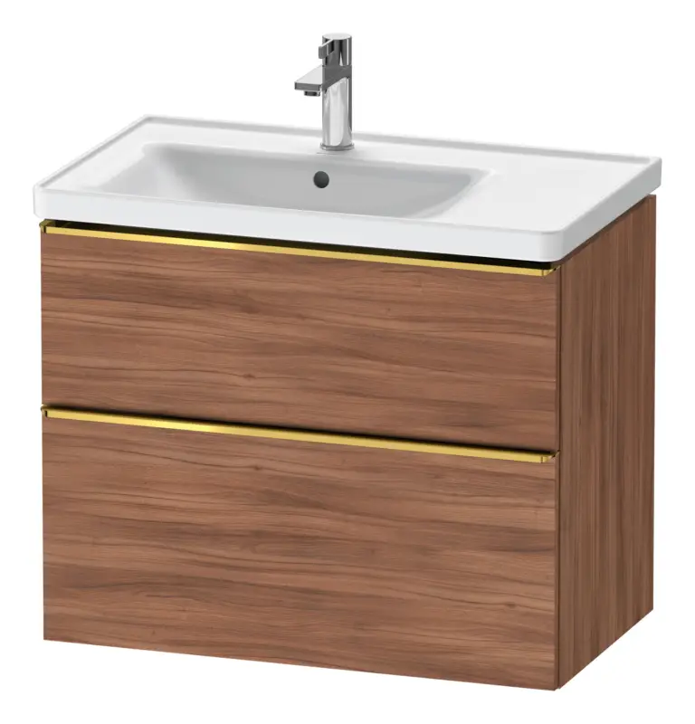 Ausverkauf Duravit D-Neo Waschtischunterschrank für 236980 mit 2 Auszügen Griff Gold Poliert 784 x 625 x 452 mm - Nussbaum Natur Matt