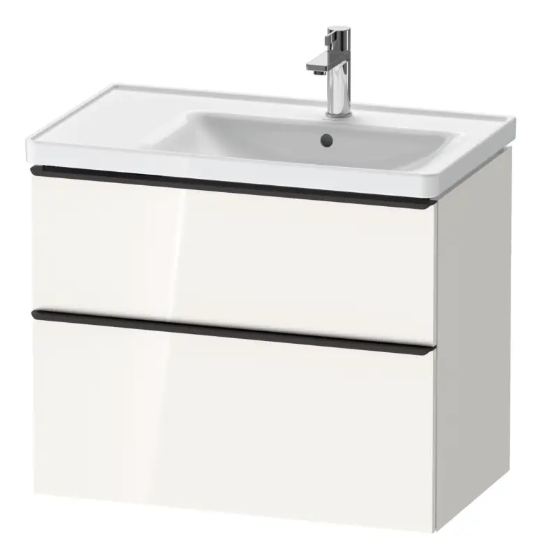 Direktkauf Duravit D-Neo Waschtischunterschrank für 237080 mit 2 Auszügen Griff Diamantschwarz Matt 784 x 625 x 452 mm - Weiß Hochglanz