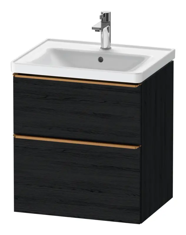 Nur Heute Duravit D-Neo Waschtischunterschrank mit 2 Auszügen Griff Bronze Gebürstet 584 x 625 x 452 mm - Eiche Schwarz Matt