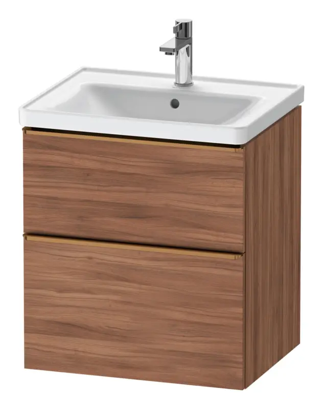 Echt Duravit D-Neo Waschtischunterschrank mit 2 Auszügen Griff Bronze Gebürstet 584 x 625 x 452 mm - Nussbaum Natur Matt