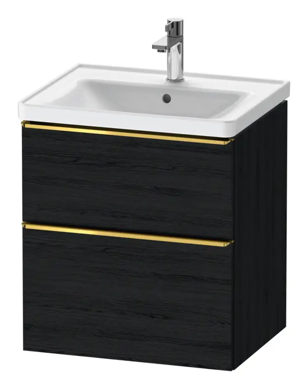 Duravit D-Neo Waschtischunterschrank mit 2 Auszügen Griff Gold Poliert 584 x 625 x 452 mm - Eiche Schwarz Matt Markenware