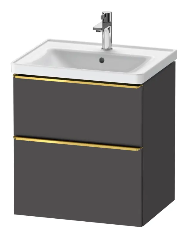 Duravit D-Neo Waschtischunterschrank mit 2 Auszügen Griff Gold Poliert 584 x 625 x 452 mm - Graphit Matt Garantierte Lieferung
