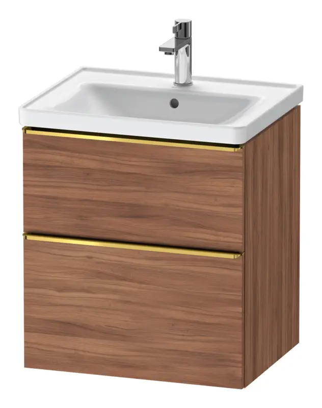 Sonderaktion Duravit D-Neo Waschtischunterschrank mit 2 Auszügen Griff Gold Poliert 584 x 625 x 452 mm - Nussbaum Natur Matt