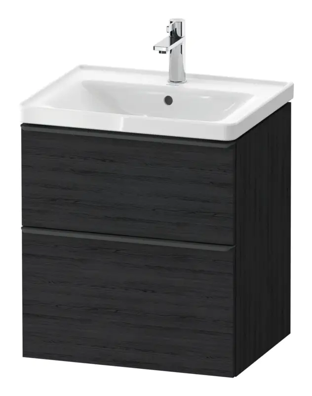 Günstig Duravit D-Neo Waschtischunterschrank mit 2 Auszügen Griff Diamantschwarz Matt 584 x 625 x 452 mm - Eiche Schwarz Matt