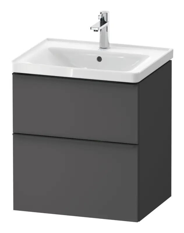 Duravit D-Neo Waschtischunterschrank mit 2 Auszügen Griff Diamantschwarz Matt 584 x 625 x 452 mm - Graphit Matt Garantierte Lieferung
