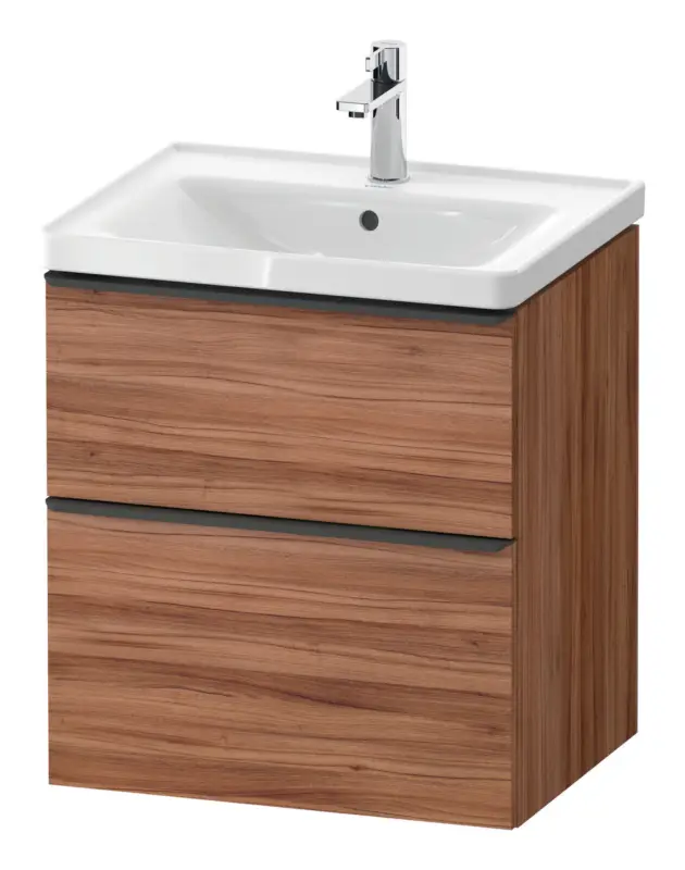 Letzte Chance Duravit D-Neo Waschtischunterschrank mit 2 Auszügen Griff Diamantschwarz Matt 584 x 625 x 452 mm - Nussbaum Natur Matt