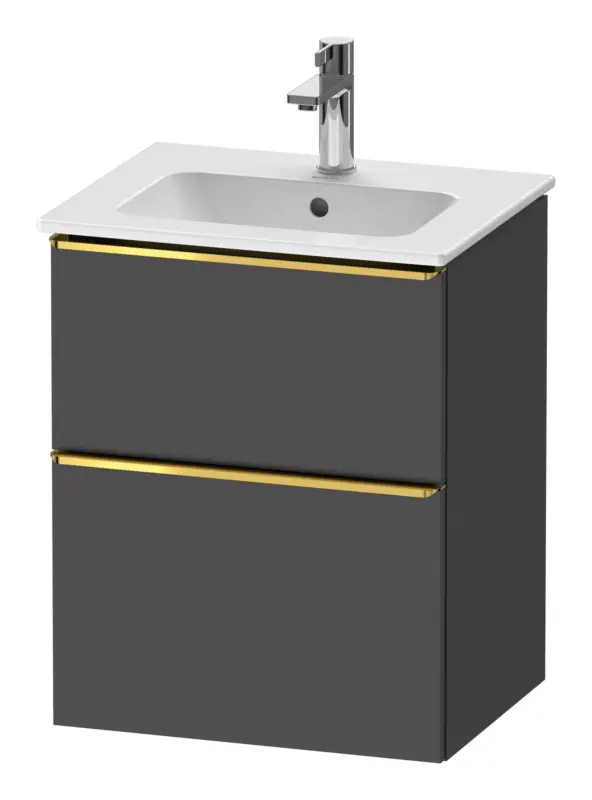 Neue Ware Duravit D-Neo Waschtischunterschrank mit 2 Auszügen Griff Gold Poliert 510 x 625 x 402 mm - Graphit Matt