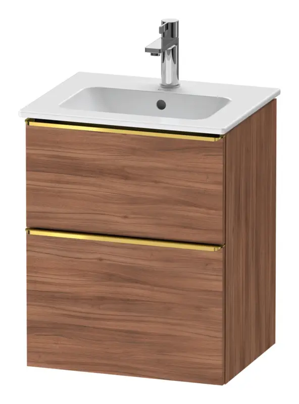 Duravit D-Neo Waschtischunterschrank mit 2 Auszügen Griff Gold Poliert 510 x 625 x 402 mm - Nussbaum Natur Matt Preisreduziert