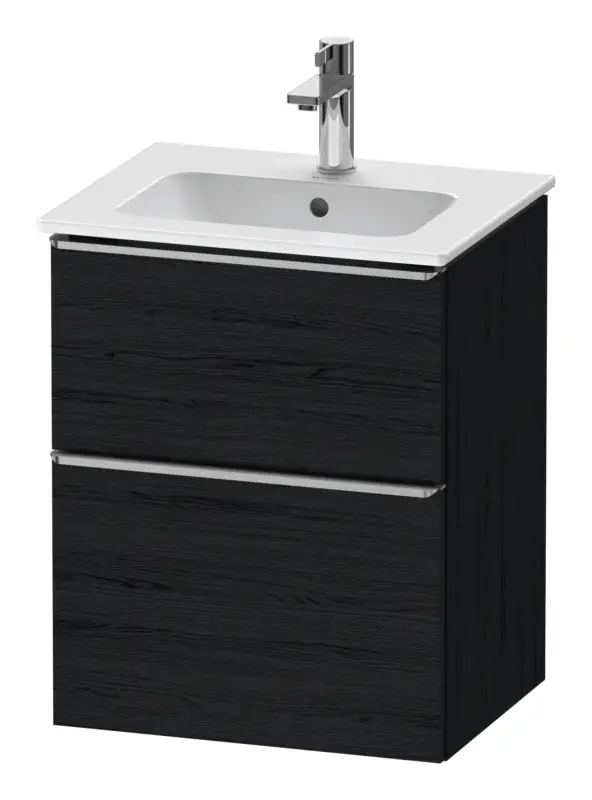 Duravit D-Neo Waschtischunterschrank mit 2 Auszügen Griff Edelstahl Gebürstet 510 x 625 x 402 mm - Eiche Schwarz Matt Abverkauf