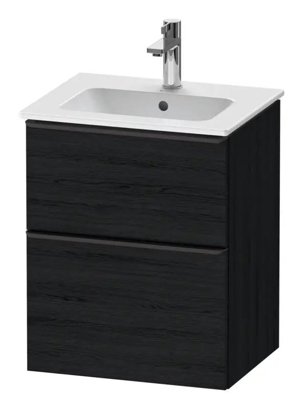 Duravit D-Neo Waschtischunterschrank mit 2 Auszügen Griff Diamantschwarz Matt 510 x 625 x 402 mm - Eiche Schwarz Matt Schnäppchen
