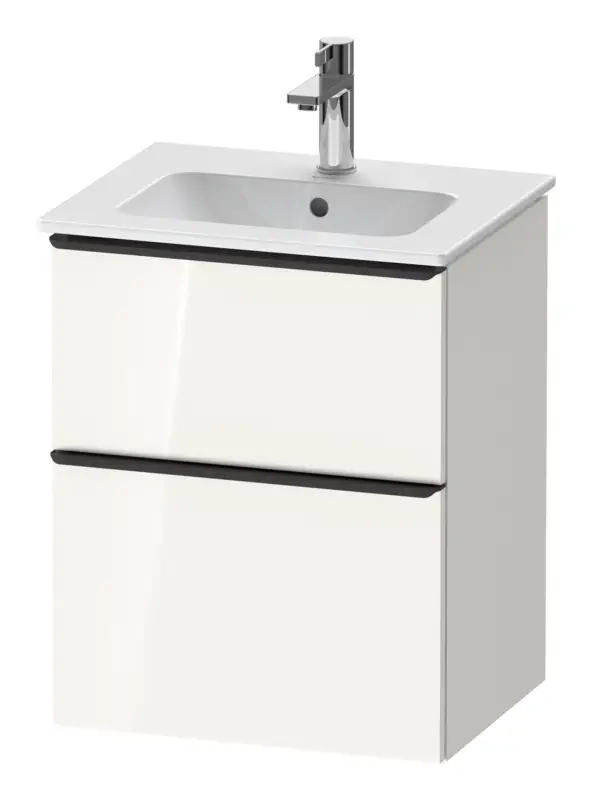 Duravit D-Neo Waschtischunterschrank mit 2 Auszügen Griff Diamantschwarz Matt 510 x 625 x 402 mm - Weiß Hochglanz Preis Gesenkt