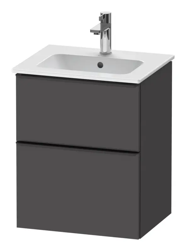 Must-Have Duravit D-Neo Waschtischunterschrank mit 2 Auszügen Griff Diamantschwarz Matt 510 x 625 x 402 mm - Graphit Matt