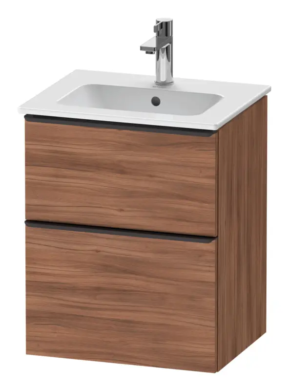 Ausverkauf Duravit D-Neo Waschtischunterschrank mit 2 Auszügen Griff Diamantschwarz Matt 510 x 625 x 402 mm - Nussbaum Natur Matt