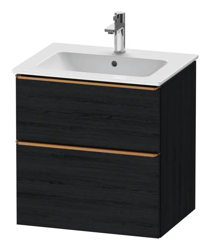 Duravit D-Neo Waschtischunterschrank mit 2 Auszügen Griff Bronze Gebürstet 610 x 625 x 462 mm - Eiche Schwarz Matt Garantierte Lieferung