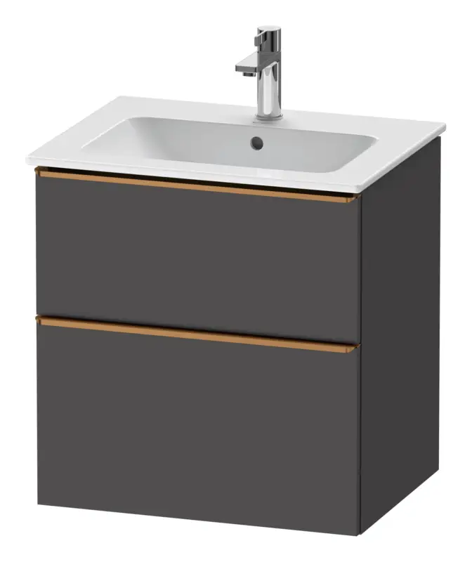 Neu Im Sortiment Duravit D-Neo Waschtischunterschrank mit 2 Auszügen Griff Bronze Gebürstet 610 x 625 x 462 mm - Graphit Matt