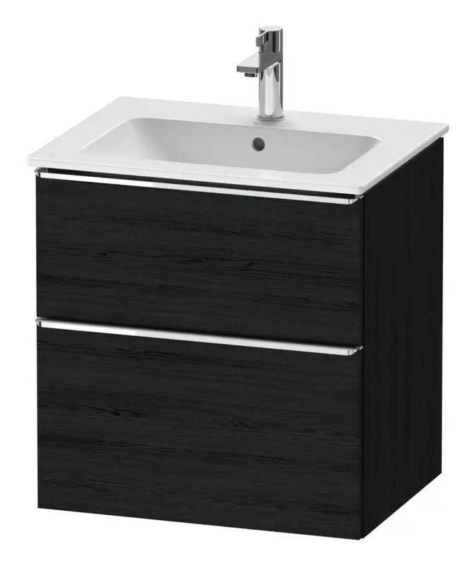 Duravit D-Neo Waschtischunterschrank mit 2 Auszügen Griff Chrom Hochglanz 610 x 625 x 462 mm - Eiche Schwarz Matt Bestpreis