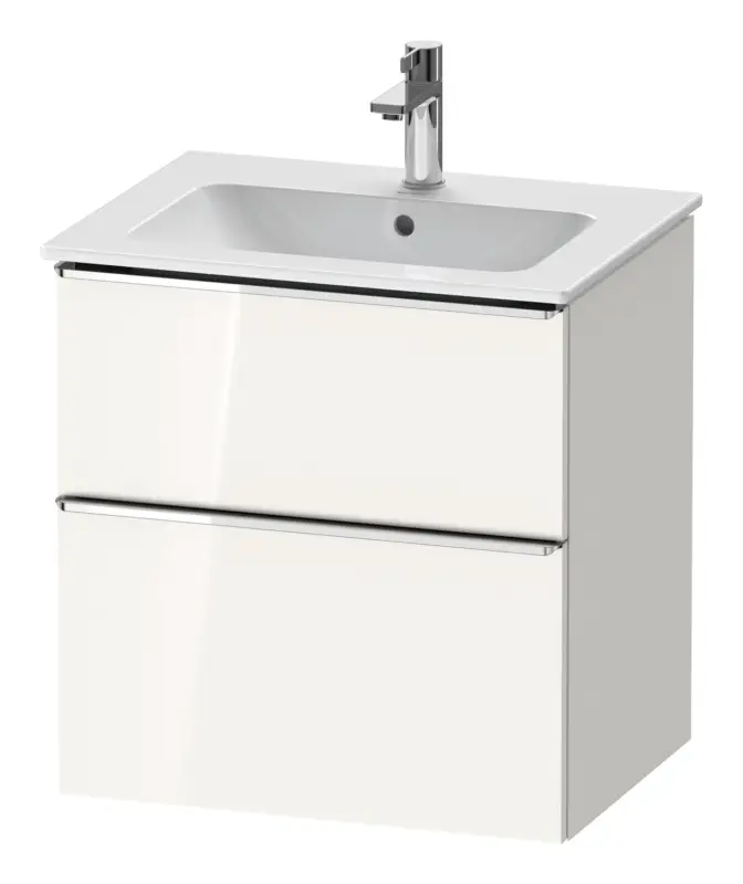 Duravit D-Neo Waschtischunterschrank mit 2 Auszügen Griff Chrom Hochglanz 610 x 625 x 462 mm - Weiß Hochglanz Markenware