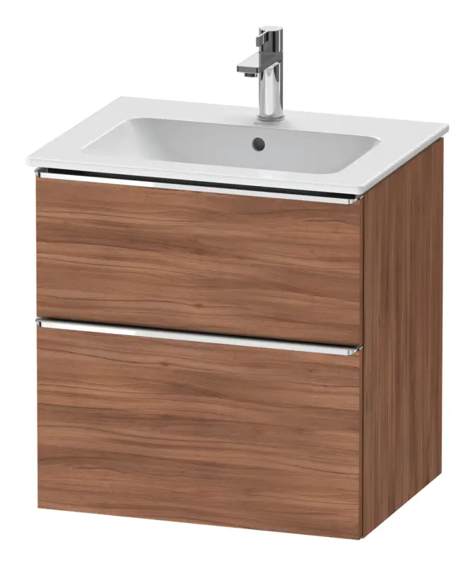 Expressversand Duravit D-Neo Waschtischunterschrank mit 2 Auszügen Griff Chrom Hochglanz 610 x 625 x 462 mm - Nussbaum Natur Matt