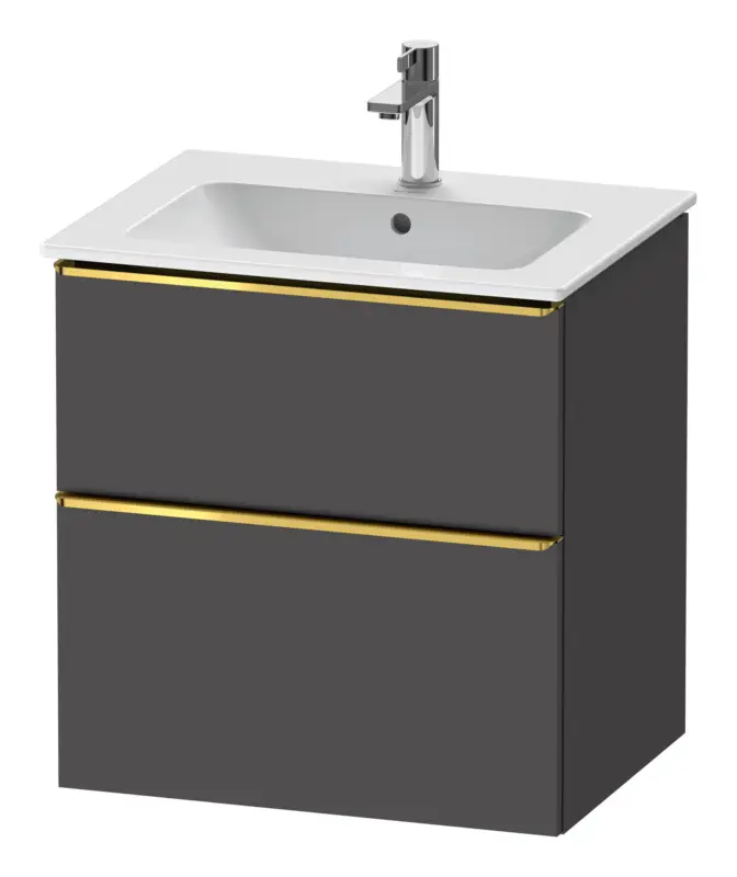 Preis Gesenkt Duravit D-Neo Waschtischunterschrank mit 2 Auszügen Griff Gold Poliert 610 x 625 x 462 mm - Graphit Matt