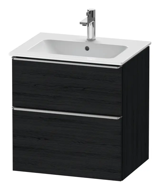 Solange Der Vorrat Reicht Duravit D-Neo Waschtischunterschrank mit 2 Auszügen Griff Edelstahl Gebürstet 610 x 625 x 462 mm - Eiche Schwarz Matt