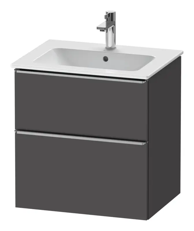 Abverkauf Duravit D-Neo Waschtischunterschrank mit 2 Auszügen Griff Edelstahl Gebürstet 610 x 625 x 462 mm - Graphit Matt
