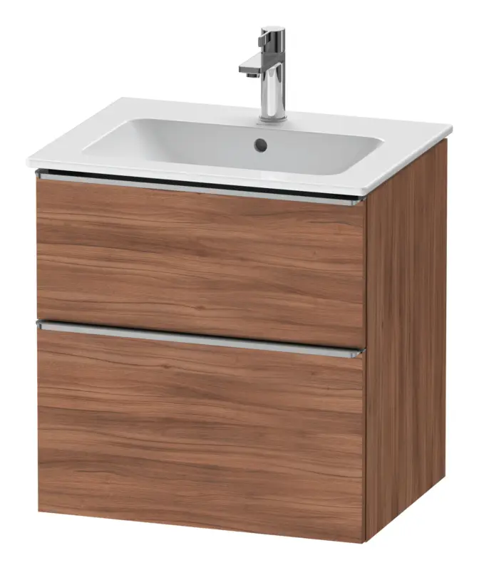 Abverkauf Duravit D-Neo Waschtischunterschrank mit 2 Auszügen Griff Edelstahl Gebürstet 610 x 625 x 462 mm - Nussbaum Natur Matt