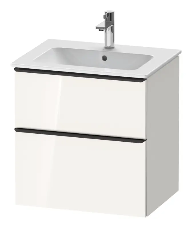 Highlight Duravit D-Neo Waschtischunterschrank mit 2 Auszügen Griff Diamantschwarz Matt 610 x 625 x 462 mm - Weiß Hochglanz