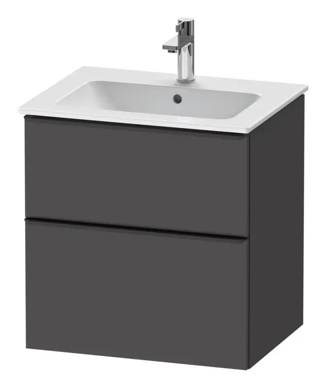 Neuheit Duravit D-Neo Waschtischunterschrank mit 2 Auszügen Griff Diamantschwarz Matt 610 x 625 x 462 mm - Graphit Matt