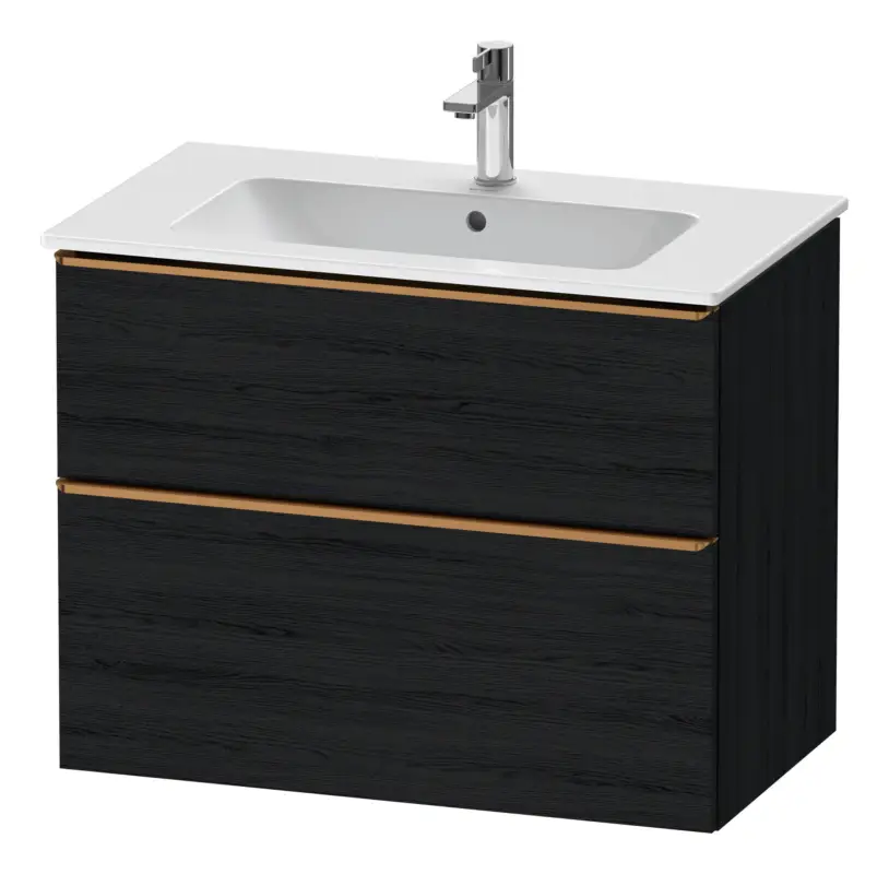 Sofort Bestellen Duravit D-Neo Waschtischunterschrank für 233683 mit 2 Auszügen Griff Bronze Gebürstet 810 x 625 x 462 mm - Eiche Schwarz Matt